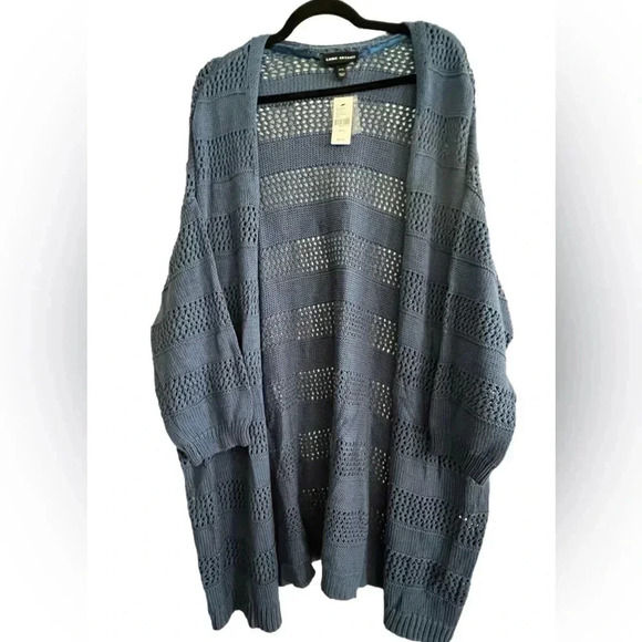NWT Lane Bryant Open Stitch Open Front Cardigan, Size 18/20, Blue - Picture 1 of 4